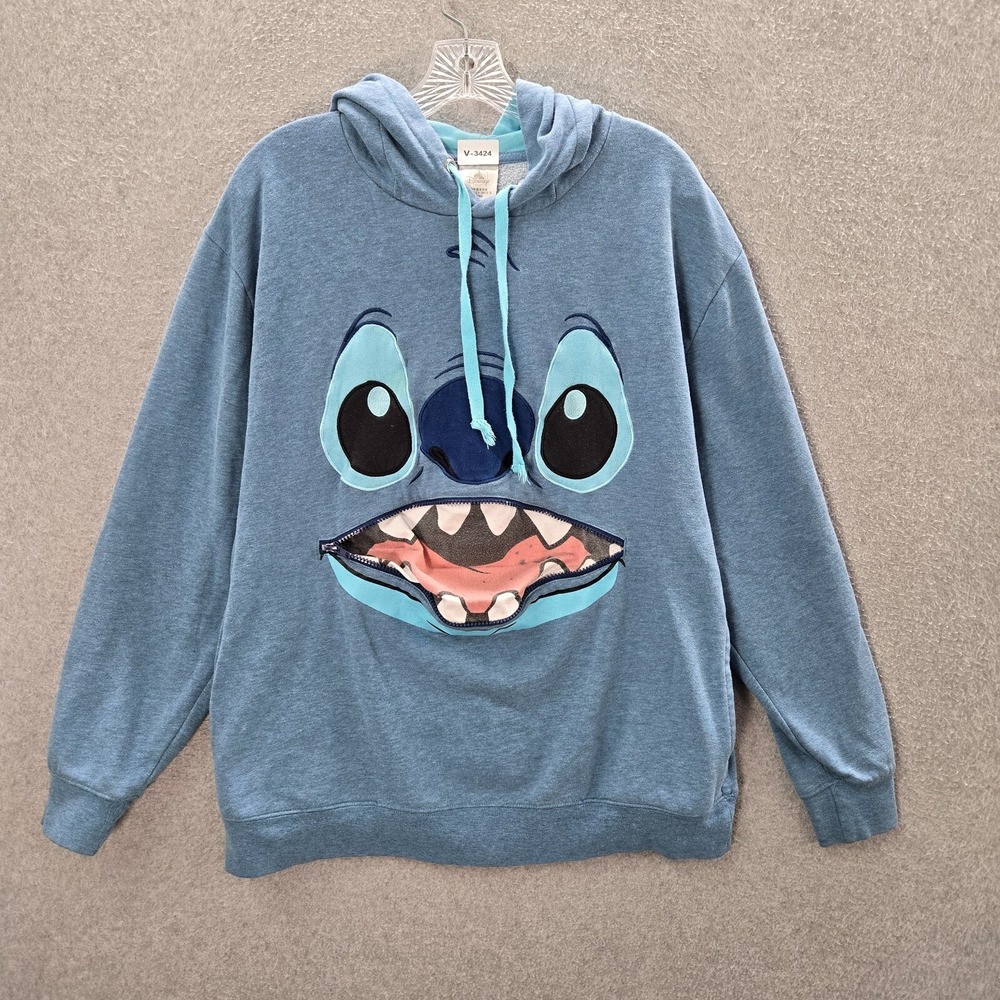Disney Parks Men Sweatshirt Medium Blue Hoodie Lilo & Stitch Costume